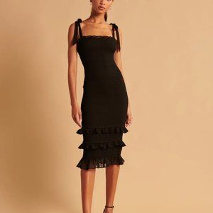 Tie-Strap Smocked Midi Dress